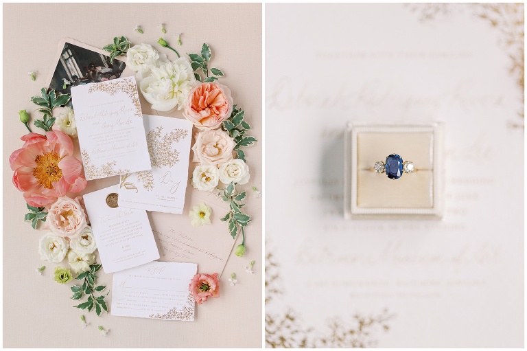 Invitation suite and engagement ring