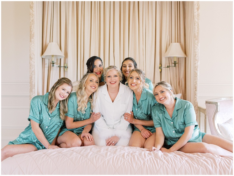 Bride and Bridesmaids in getting ready robes