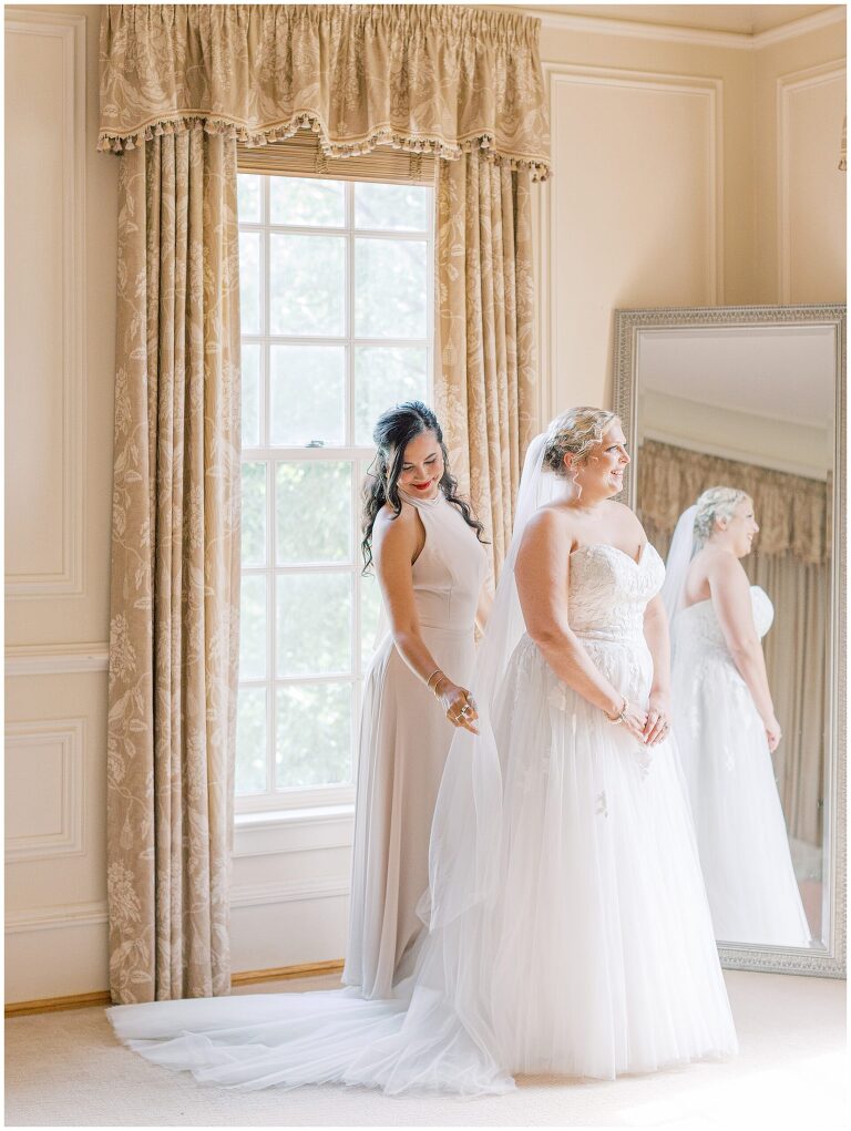 Bride getting ready in bridal suite