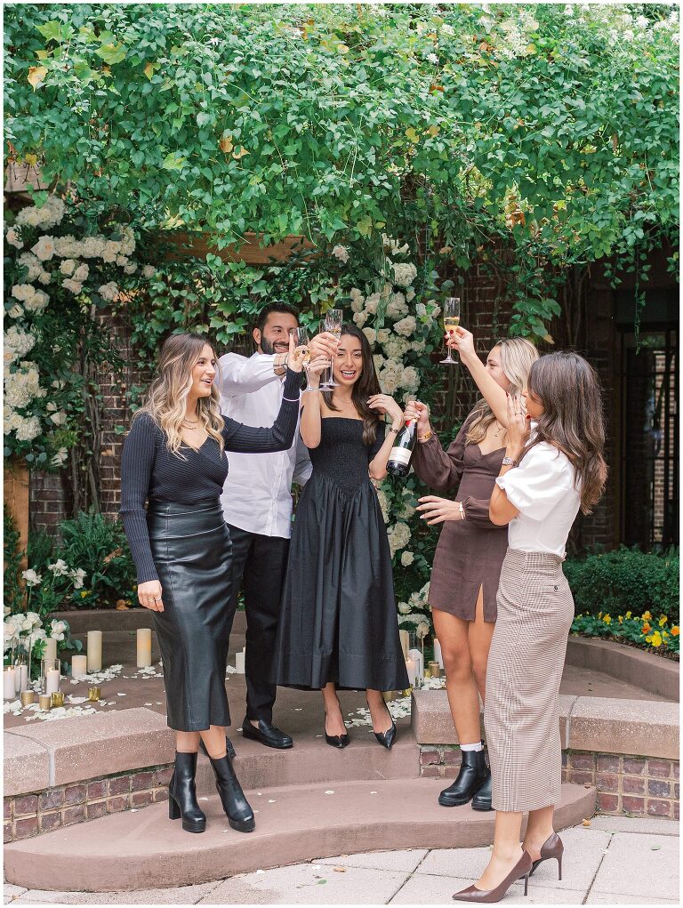 Cheers to the newly engaged couple at the Four Seasons Hotel in Washington DC