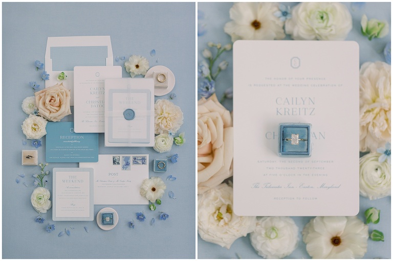 Eastern Shore light blue wedding invitation suite