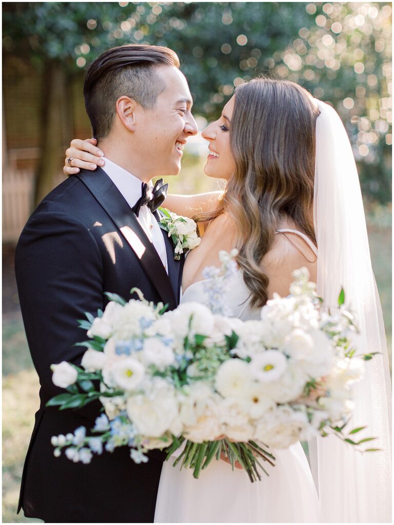 Tidewater Inn bride and groom portrait in the garden